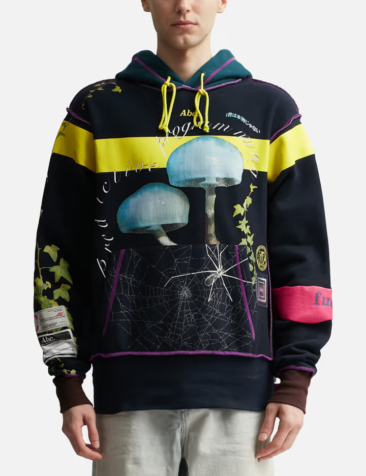 380GSM Navy Heavyweight Layered Print Iridescent Accent Hoodie 1