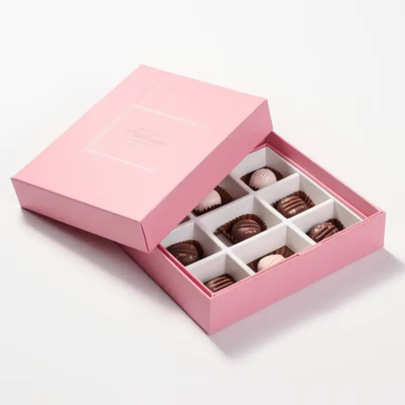 علب تغليف مخصصة من الورق المقوى المموج القابل لإعادة التدوير، مربعة الشكل، بغطاء وقاعدة، مناسبة لتغليف الحلويات والشوكولاتة، مع تغليف غير لامع. مثالية كعلب هدايا. 1