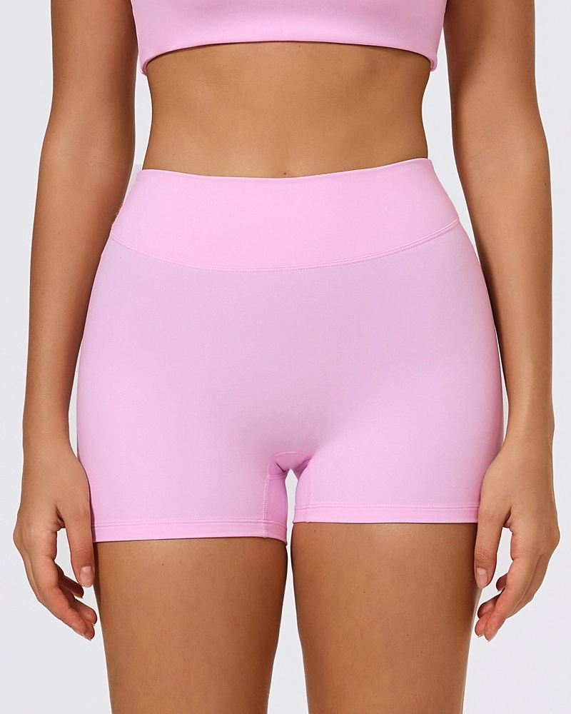 Women's Pink Gym Shorts High-Waisted Butt-Lifting Workout Running Shorts Customization Hearuisavy XTDK420 1