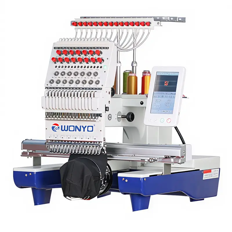 WONYO WY1501C Embroidery Machine with 15 Needles, 14x20 Embroidery Area, 1200SPM Max Speed, 10 Touch Screen, Wifi available, for Flat/3D Cap/Hat/T-shirt/DIY, Full Accessories & Training 1