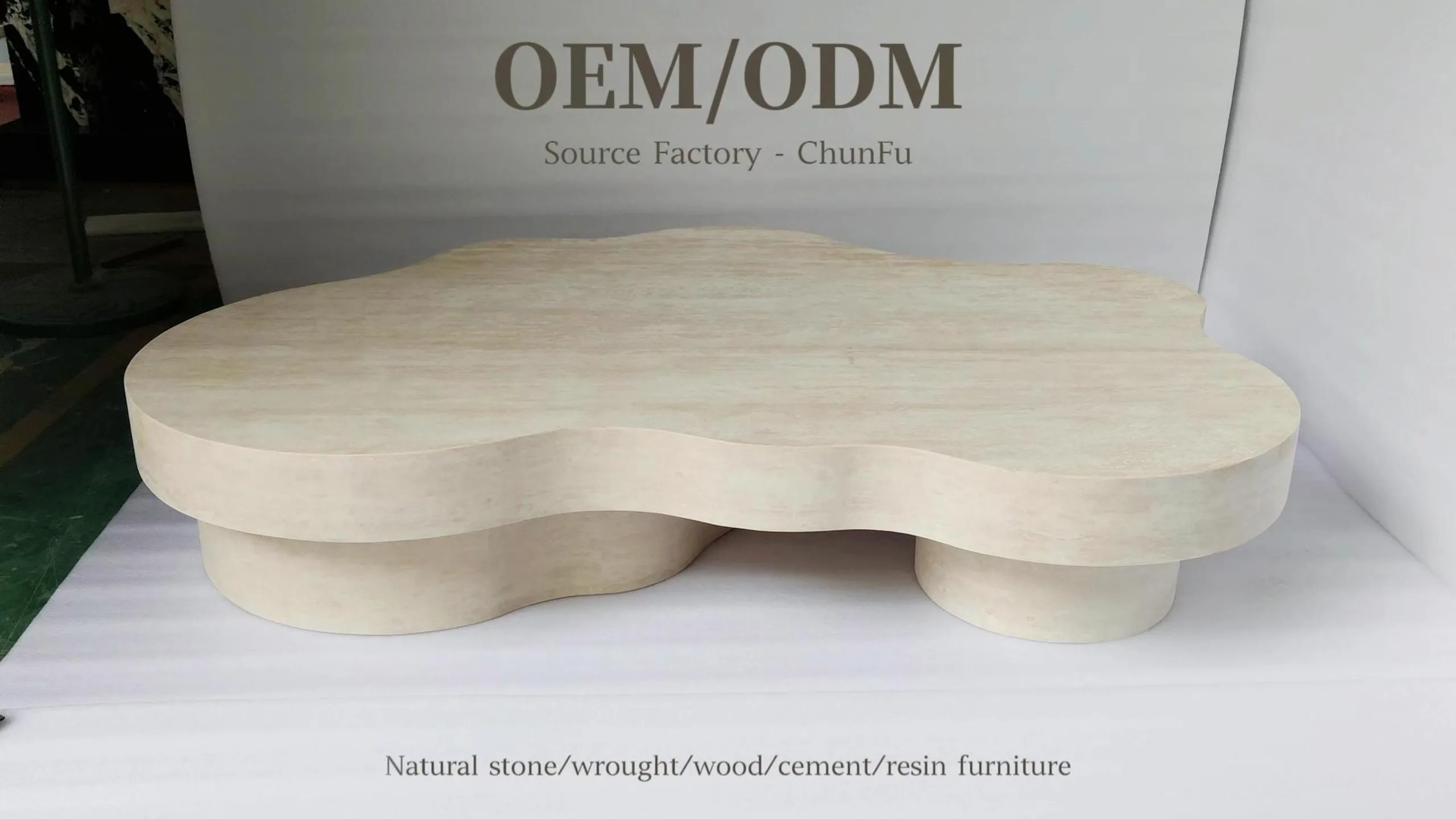 Chunfu Furniture One-Piece Cloud-Shaped Natural Travertine Coffee Table   Elegant Centerpiece for Living Room 1