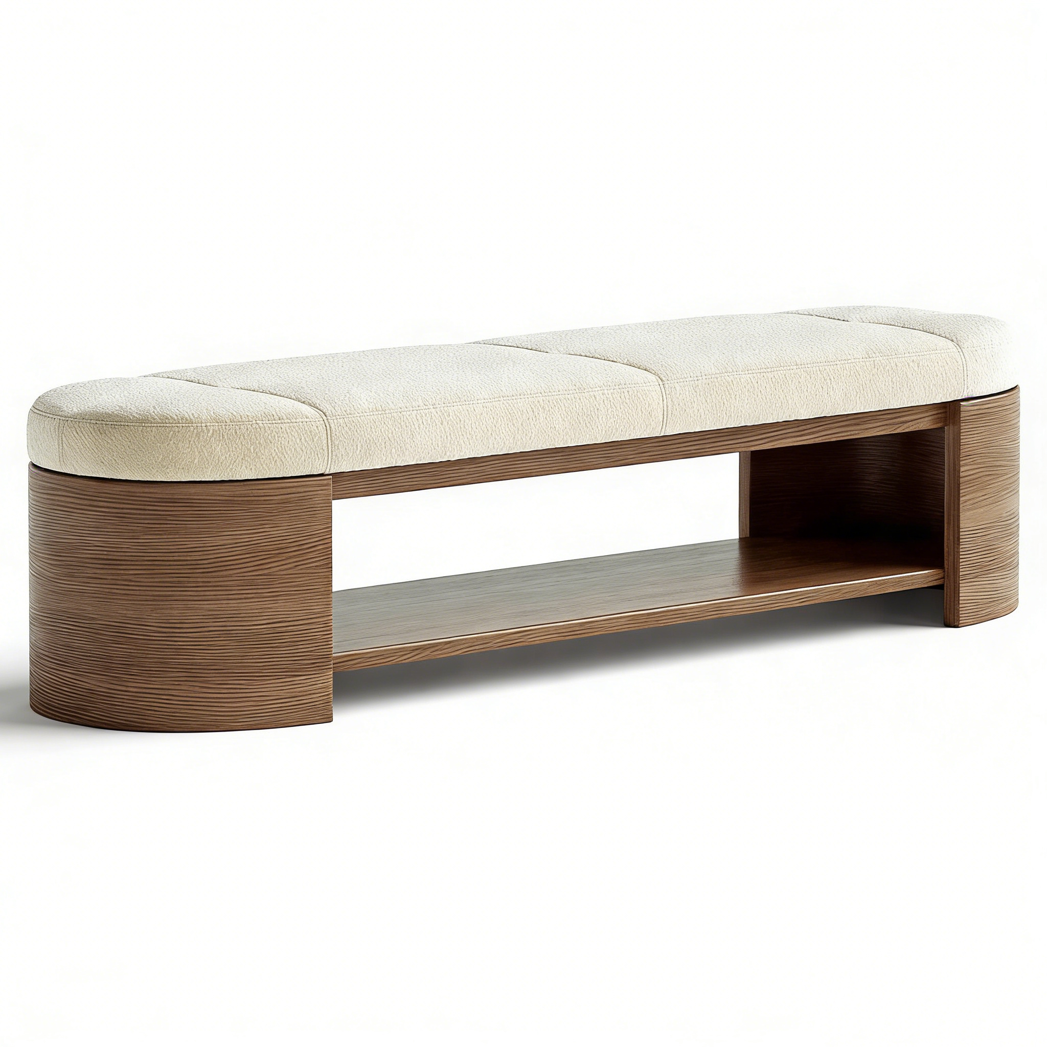 Hotel Bedroom Bench - Upholstered Seat & Wood Frame with Shelf | Luxury Modern Hotel Furniture F-1008 1