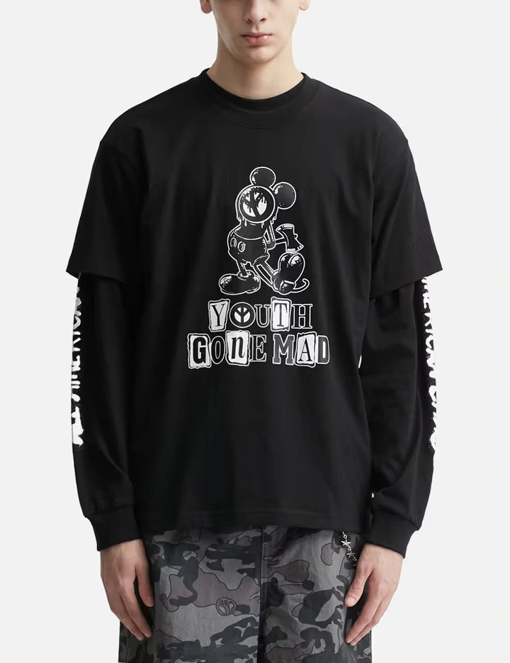Camiseta preta de manga curta com estampa "Youth Gone Mad" em 220 g/m² 1