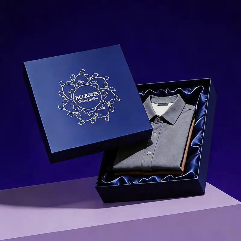 علبة هدايا من الكرتون المقوى المزخرف بنقوش بارزة وإغلاق مغناطيسي مخصص للملابس الفاخرة - عبوة من قطعتين (غطاء وقاعدة) 1