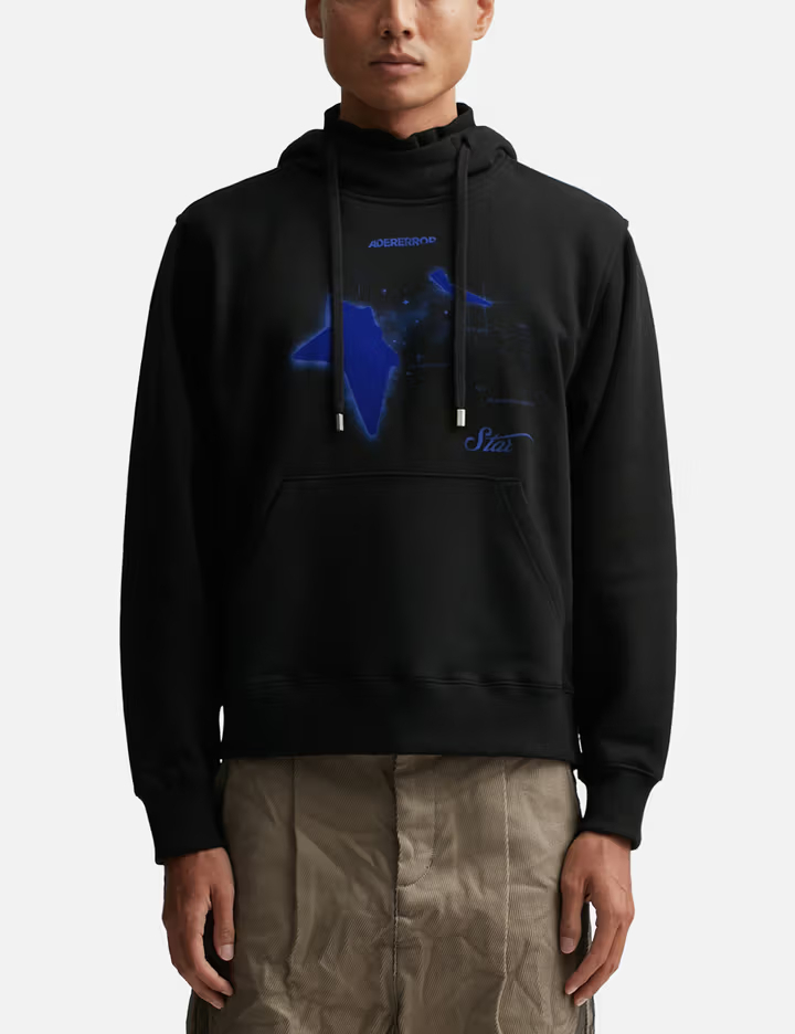 480GSM Black Heavyweight Semi-Oversized Velour Graphic Hoodie 1