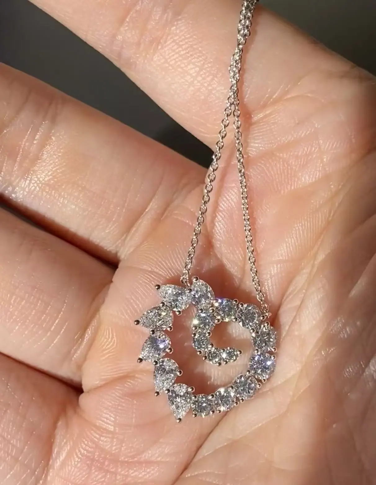 ZKZ Jewelry High Quality Unique Design 18K White Gold Lab Grown Diamond Heart Pendant For Daily Wear 1