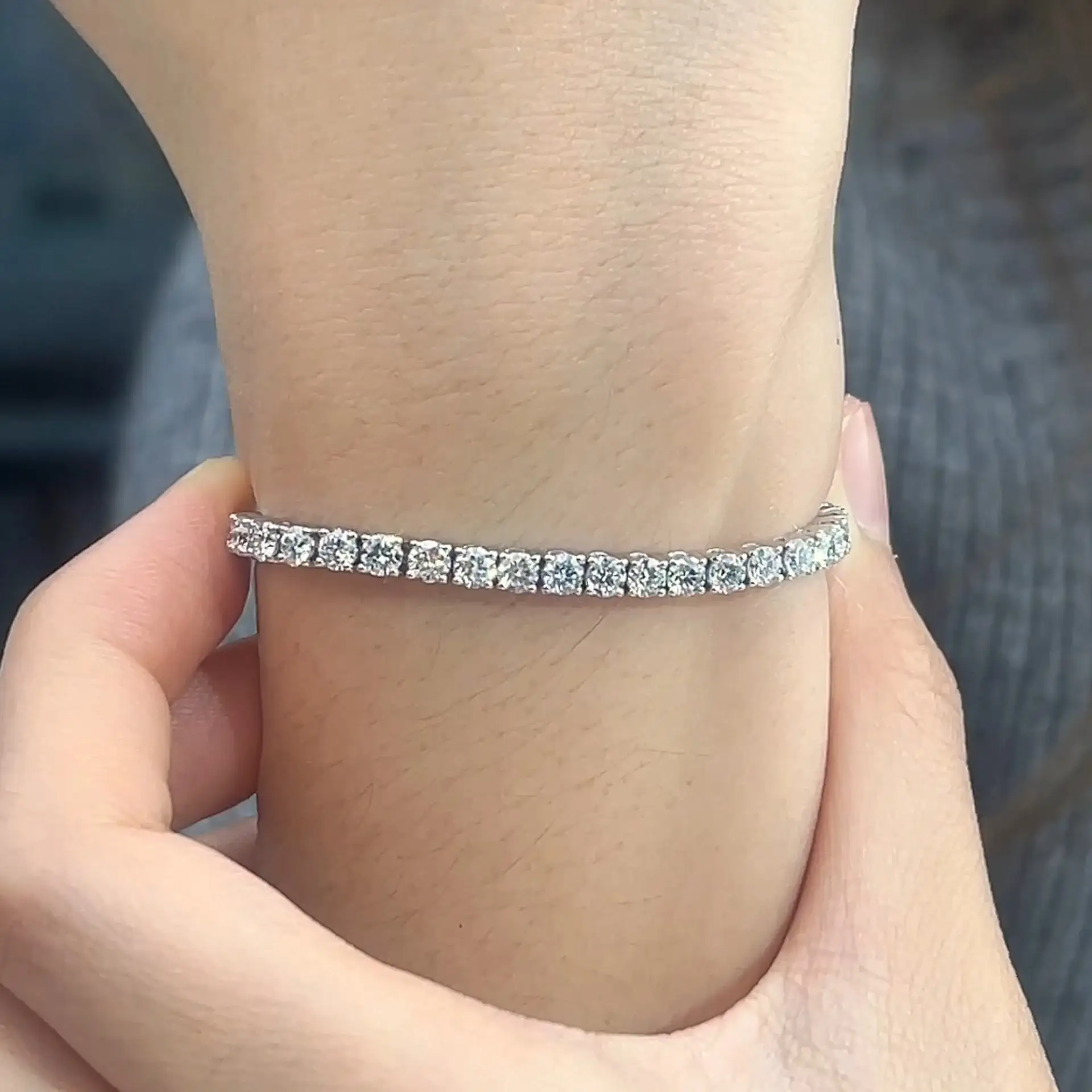 MSB-549 18K Rose Gold 2.5MM Lab Diamond Tennis Bracelet In Stock 1