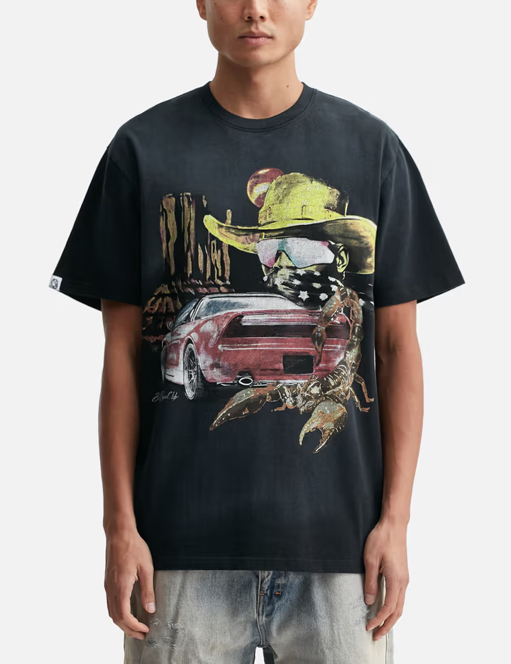 250GSM Washed Black Wrangler Graphic Short-Sleeve Tee 1