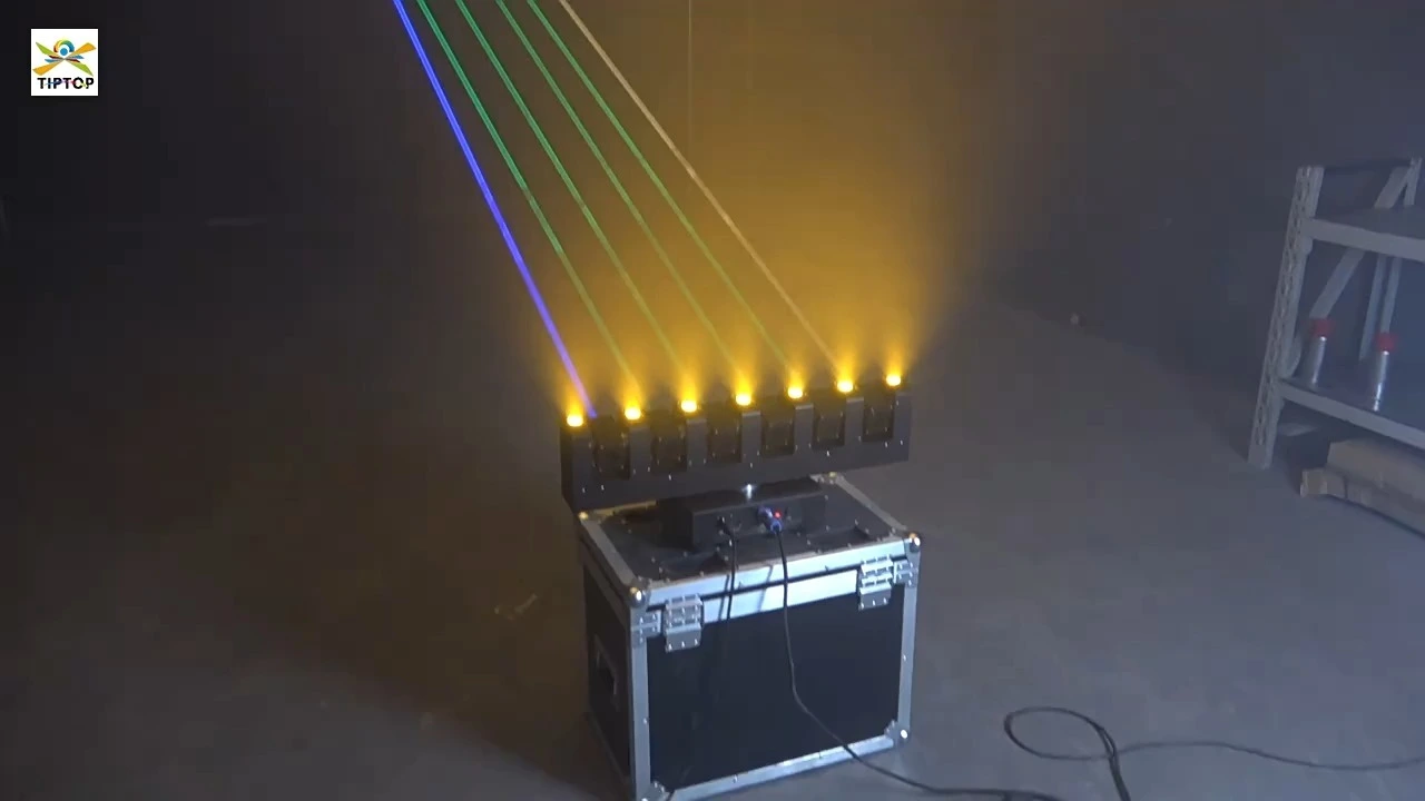 6-Head RGB Full Color Laser Moving Head with 7x Warm White LEDs & Dual-Color Matrix Control 1