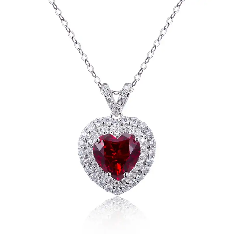 Custom Pendant 18K white gold 5ct Heart Fancy vivid Pink diamond 1