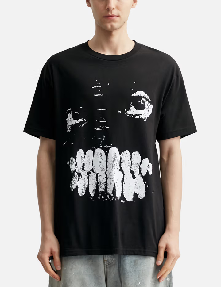 Camiseta de manga curta com estampa de dentes pretos, 230 g/m² 1