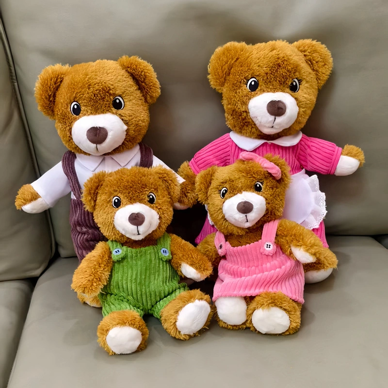 Overalls Bear Family Stuffed Toy Set  Adorable Parent-Child Plush Dolls 1