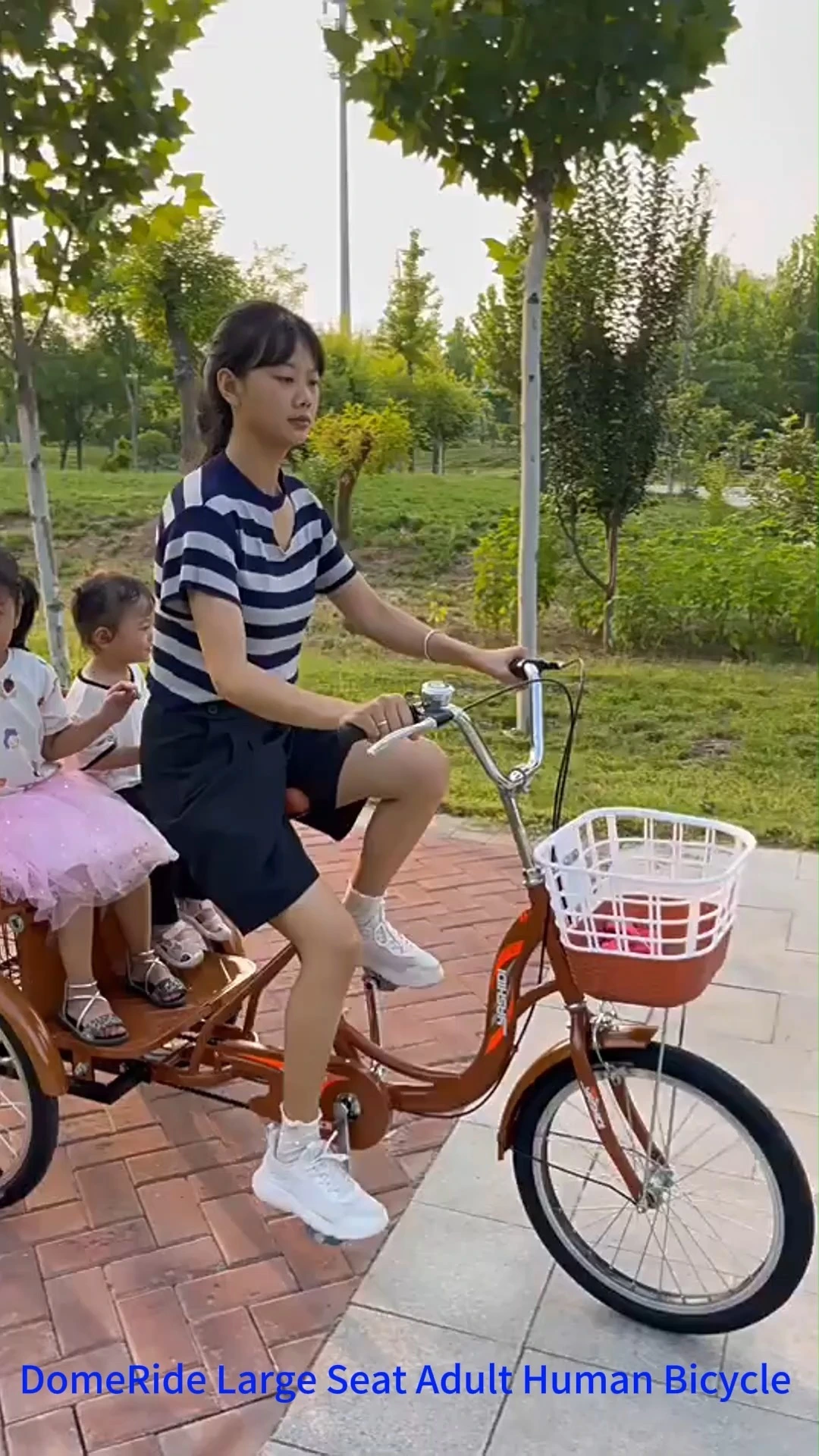 DomeRide Large Seat Adult Human Bicycle Pedal Elderly Pedicab with Straight Hair Offer for Sober Small Elderly 1