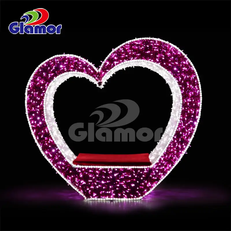 Saint Valentine's Day heart-shaped products festival decorative warm led ligt motif display chain string| Glamor 1