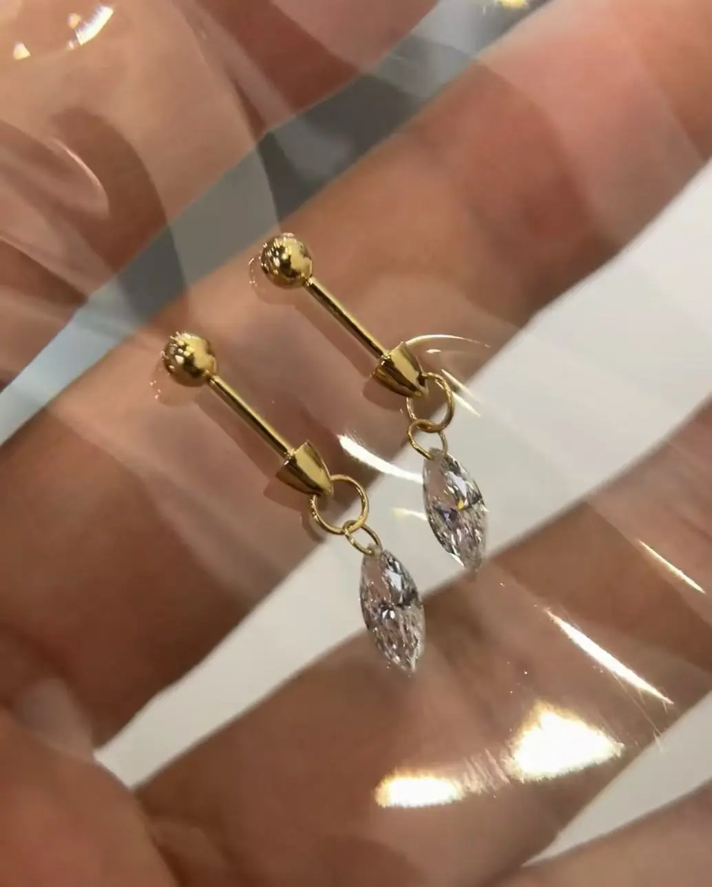 18K Yellow Gold Platinum High Clarity Marquise Cut Lab Grown Diamond Earrings For Women Daily Wear 1