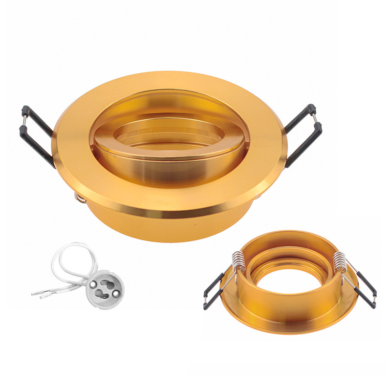 LED spotlight bracket with gold front clip, adjustable angle lampshade base 1