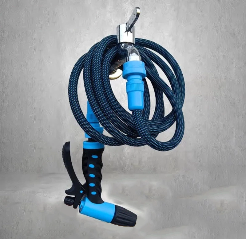 Non-Expandable Garden Hose Water Hose Plastic Hoses Pipe with Spray Gun to Watering Car Wash with High-Pressure Spray Gun 1