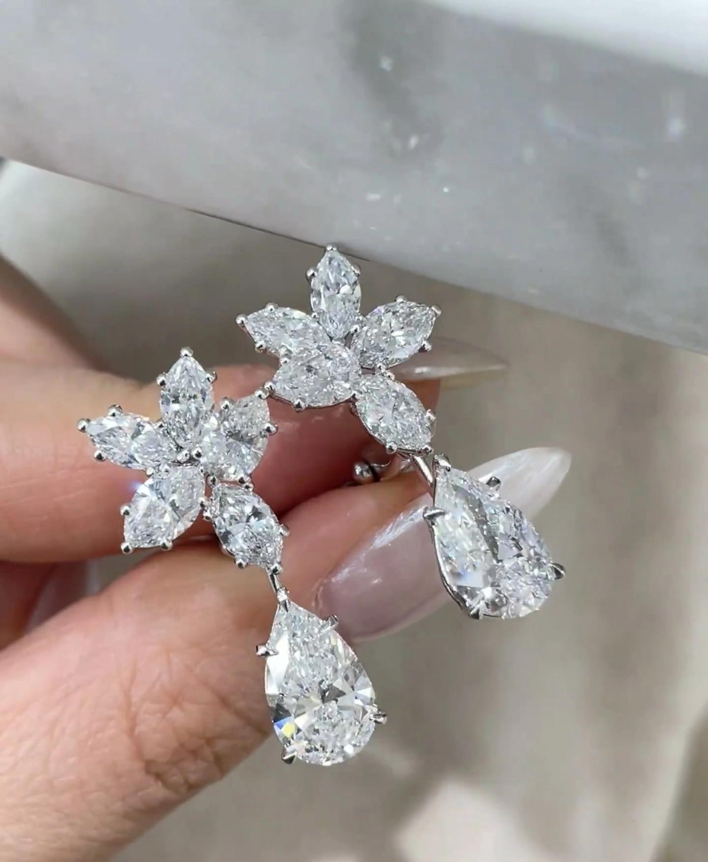 18K Lab Diamond Earrings 2ct Pear Earrings Marquis and pear custom earrings with IGI certification 1