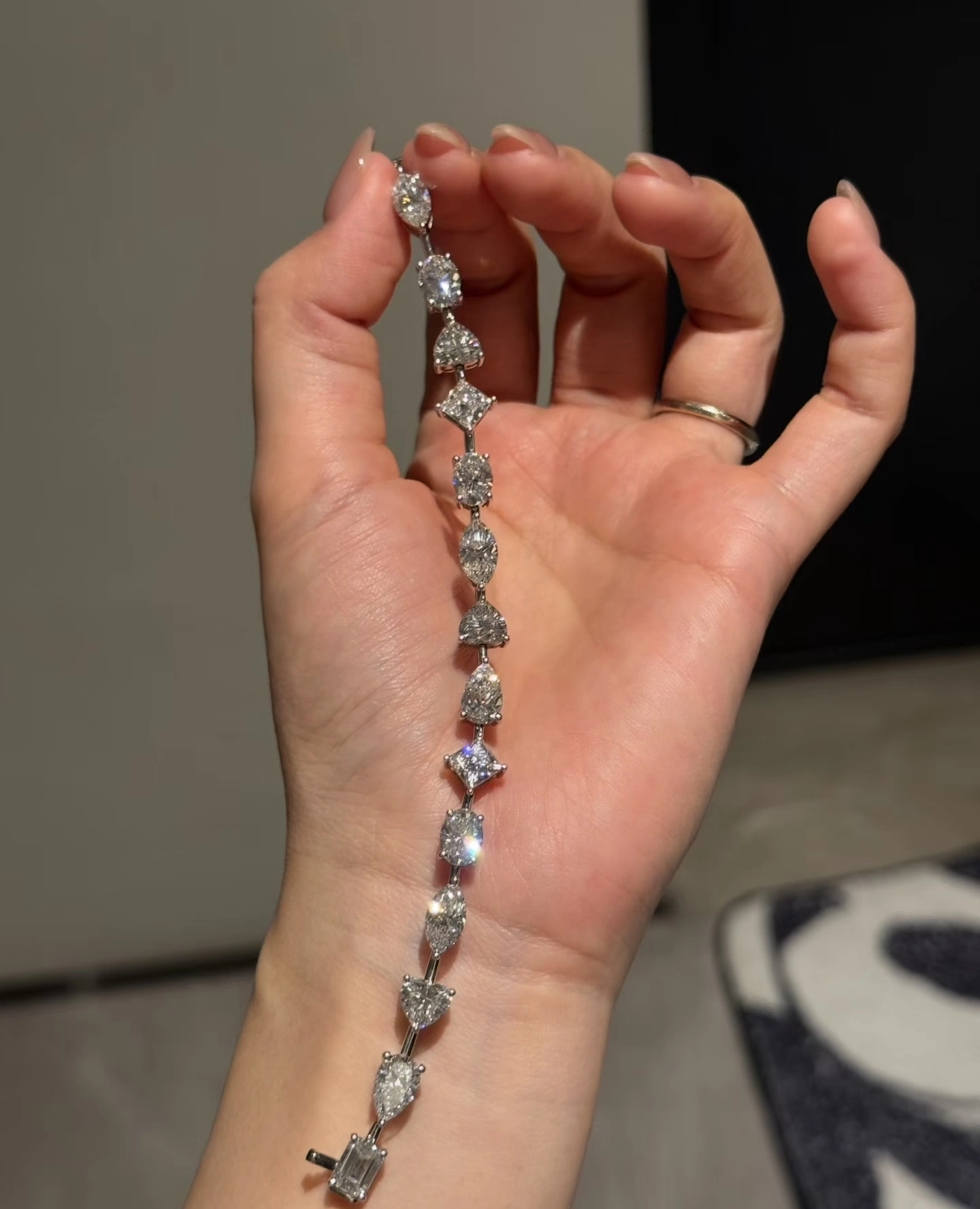 Elegant Bracelet with Fancy-Cut Lab Diamonds in 18K White Gold 1