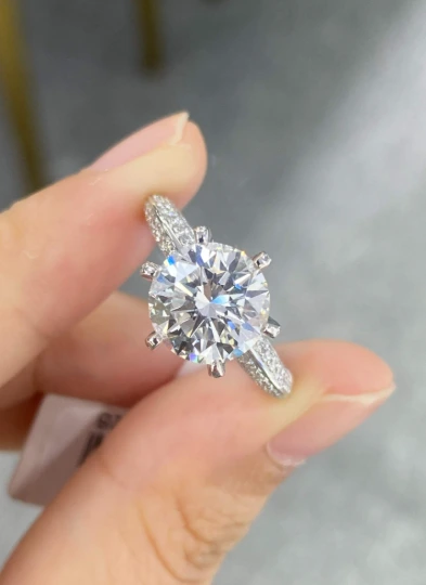 3.01Ct Round VS1 Diamond Solitaire Engagement Ring Bridal Ring 18K White 1