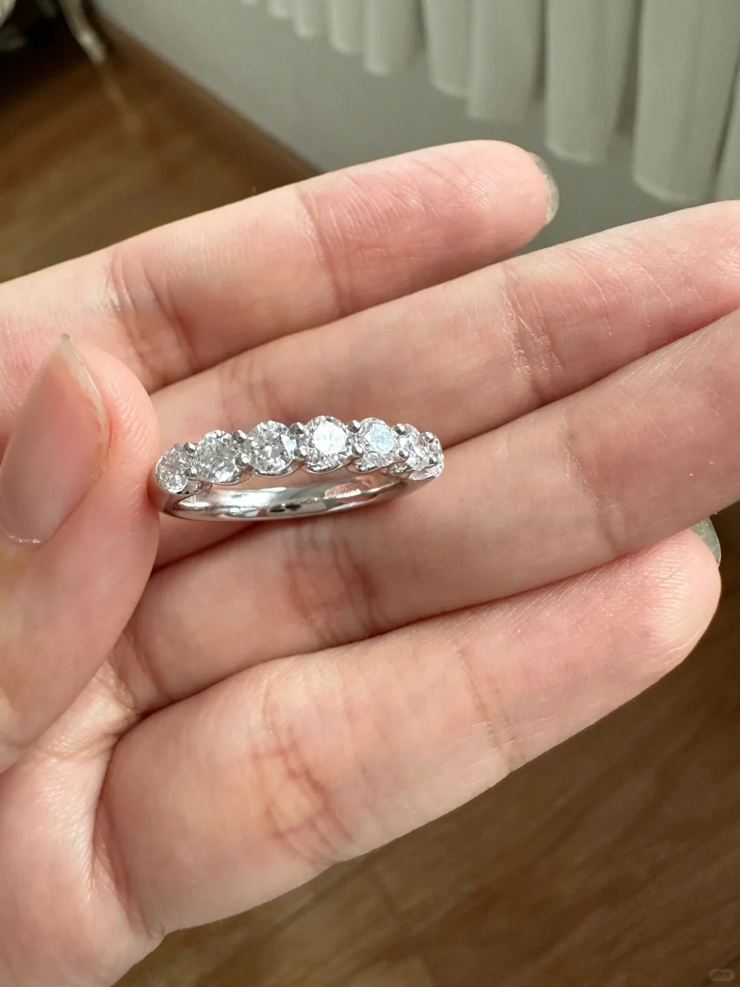 18K White Gold Lab-Grown Diamond Band Ring. Hand-selected stones create a continuous sparkle, wrapping your finger in timeless, understated luxury. 1