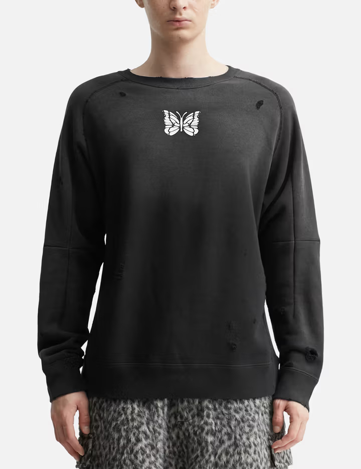 380GSM Acid Wash Distressed Deconstructed Heavyweight Sweatshirt, Black 1