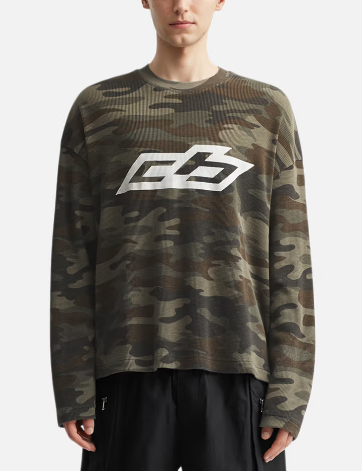 340GSM Camo Rally Waffle Knit Long Sleeve T-Shirt 1