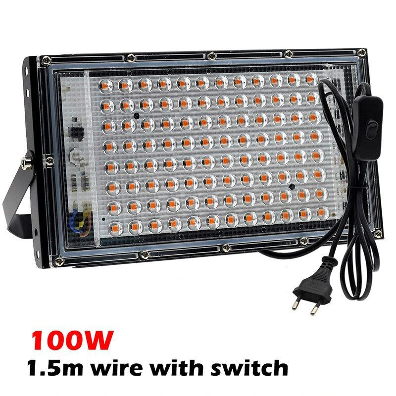 IP65 Waterproof 100W Full Spectrum LED Flood Grow Lights with Plug 1