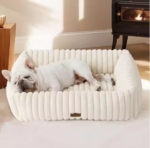 ROADREIGN - Cama para mascotas de fieltro de lana transpirable de primera calidad: elegante diseño a rayas para mayor comodidad en todas las estaciones. 1