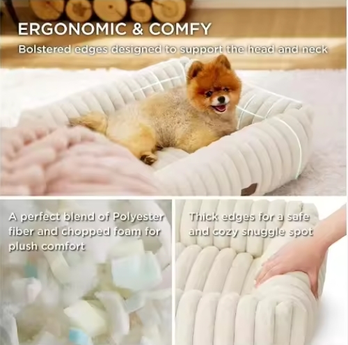 ROADREIGN - Cama para mascotas de fieltro de lana transpirable de primera calidad: elegante diseño a rayas para mayor comodidad en todas las estaciones. 3