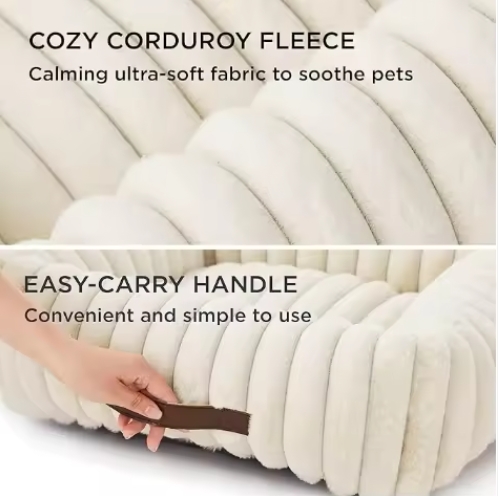 ROADREIGN - Cama para mascotas de fieltro de lana transpirable de primera calidad: elegante diseño a rayas para mayor comodidad en todas las estaciones. 4