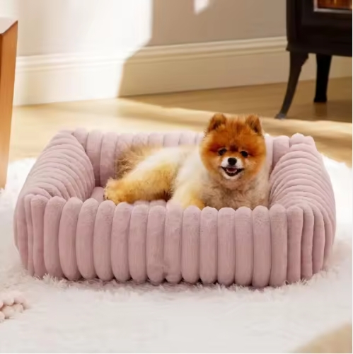 ROADREIGN - Cama para mascotas de fieltro de lana transpirable de primera calidad: elegante diseño a rayas para mayor comodidad en todas las estaciones. 7