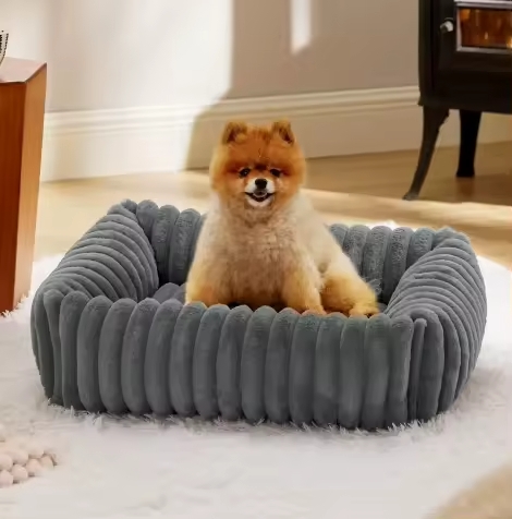 ROADREIGN - Cama para mascotas de fieltro de lana transpirable de primera calidad: elegante diseño a rayas para mayor comodidad en todas las estaciones. 8