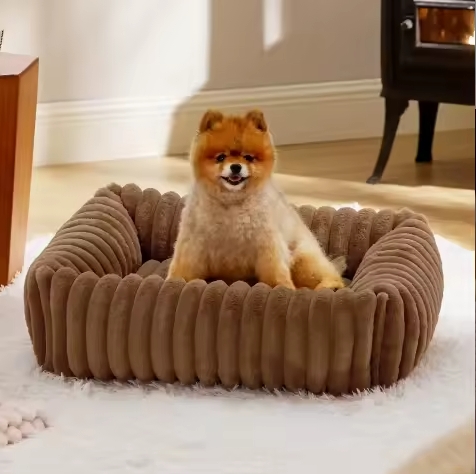 ROADREIGN - Cama para mascotas de fieltro de lana transpirable de primera calidad: elegante diseño a rayas para mayor comodidad en todas las estaciones. 9