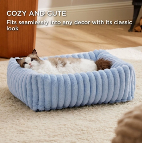 ROADREIGN - Cama para mascotas de fieltro de lana transpirable de primera calidad: elegante diseño a rayas para mayor comodidad en todas las estaciones. 2