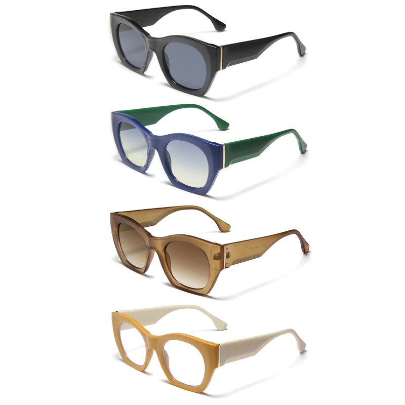 S27096 Gafas de sol geométricas de ojo de gato/Gafas de luz azul - Opciones de dos tonos y colores lisos con detalles dorados para quienes marcan tendencia. Gafas de sol para viajes, playa, pesca, para hombres y mujeres. 1