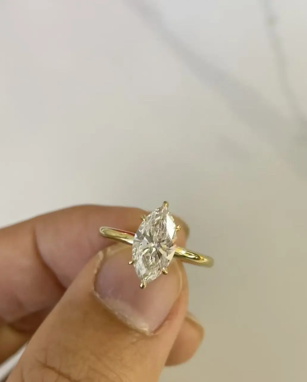 Fine Jewelry Custom Classical Design 18K Yellow Gold Marquise Lab Grown Diamond Ring With IGI Certified 1