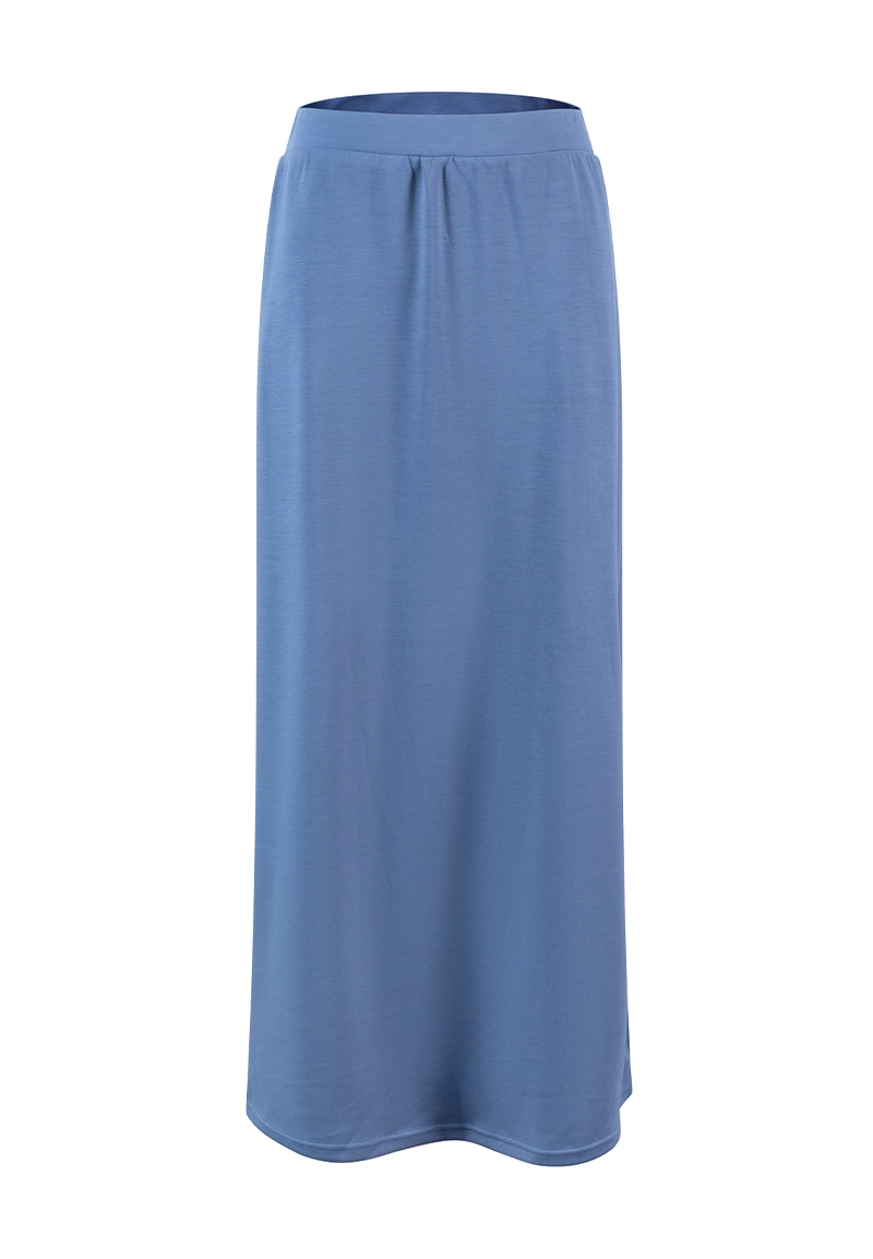 Dusty Blue High-Waisted Drape Maxi Skirt Vepeen Apparel 1