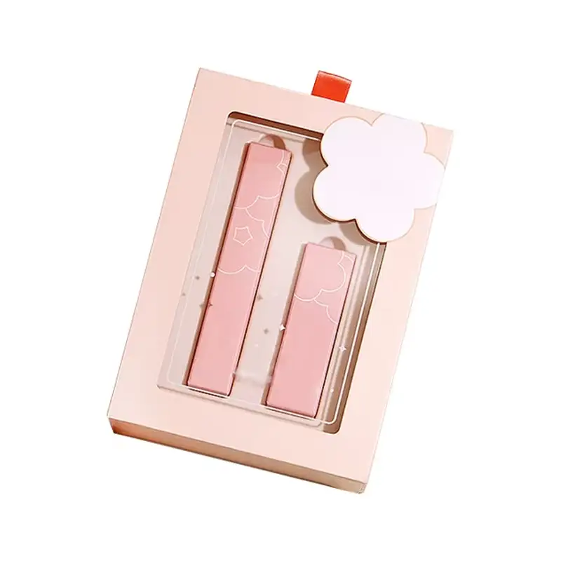 علب خارجية مربعة الشكل مصنوعة من ورق مقوى مموج قابل لإعادة التدوير، مزودة بنافذة شفافة وتغليف غير لامع، لتغليف طلاء الأظافر ومستحضرات التجميل. 1