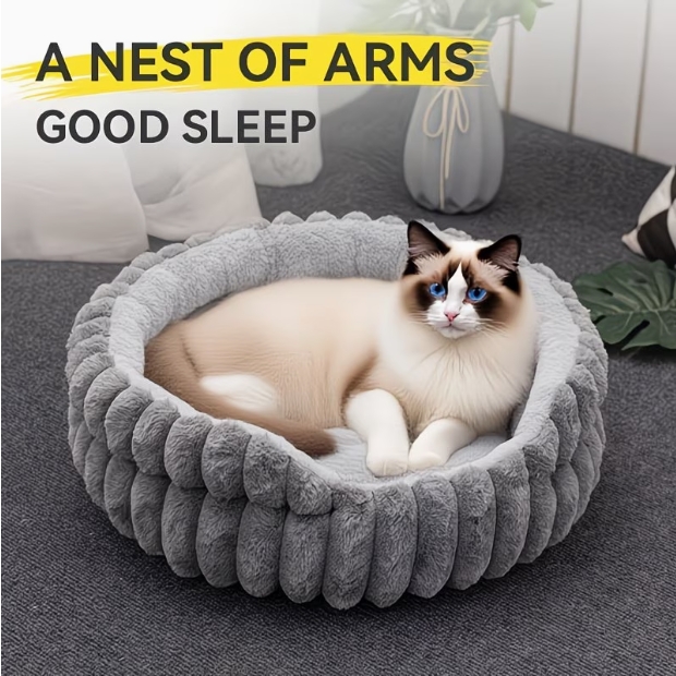 Nido acogedor de terciopelo Roadreign | Cama para mascotas ultrasuave y cálida para un sueño profundo 3