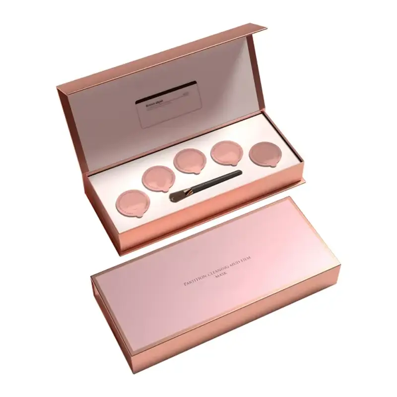 علب مكياج قابلة لإعادة التدوير مصنوعة من الكرتون المموج، قابلة للفتح والإغلاق، بألوان وشعارات مخصصة، مناسبة لخلط ظلال العيون وكريم الأساس. 1