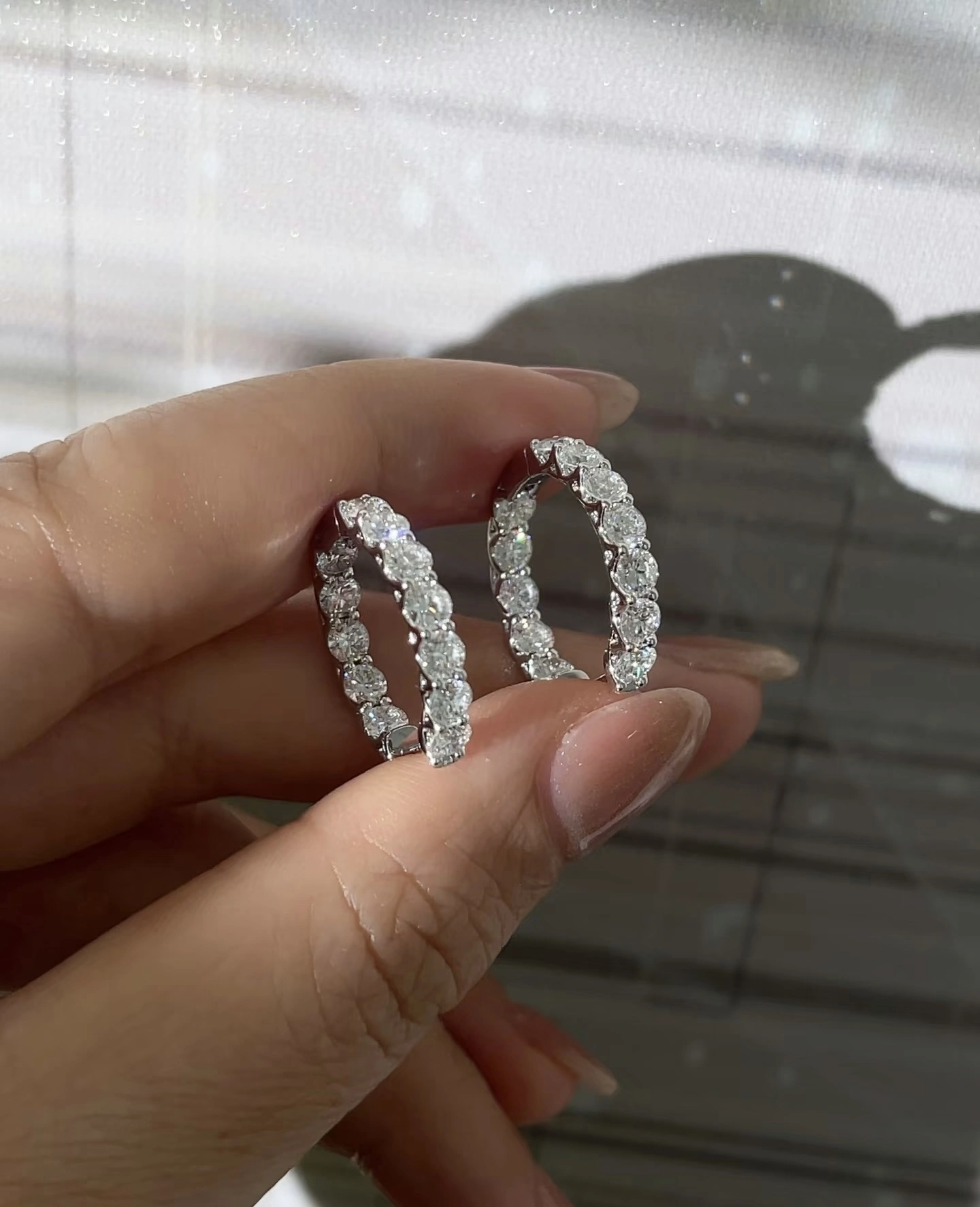 Dazzling 18K White Gold Earrings - Fully Pavé Set with Lab Grown Diamonds 1