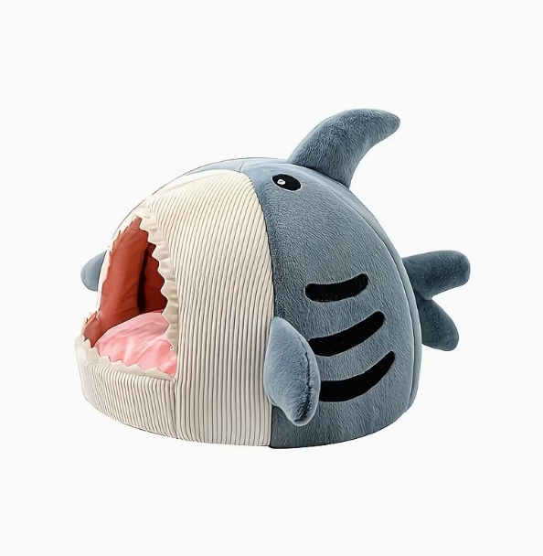 Roadreign SharkCave: Cama para mascotas con forma de tiburón, divertida y acogedora, para gatos y perros pequeños. 8
