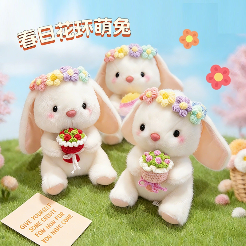 Yortoob Spring Wreath Cute Rabbit Plush Doll Soft Stuffed Animal for Home Decor & Gifting 1