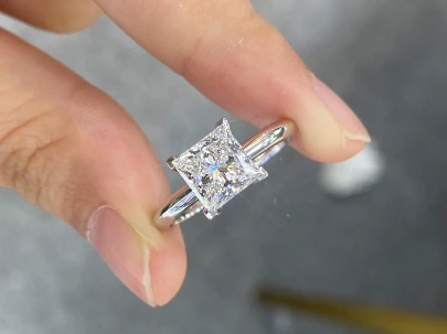 1.66Ct Princess Cut Lab Grown Diamond18K White Gold Engagement Ring 1