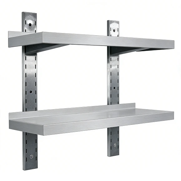 Estantería de pared de acero inoxidable de calidad comercial Kaesid con rieles y consolas incluidas 1