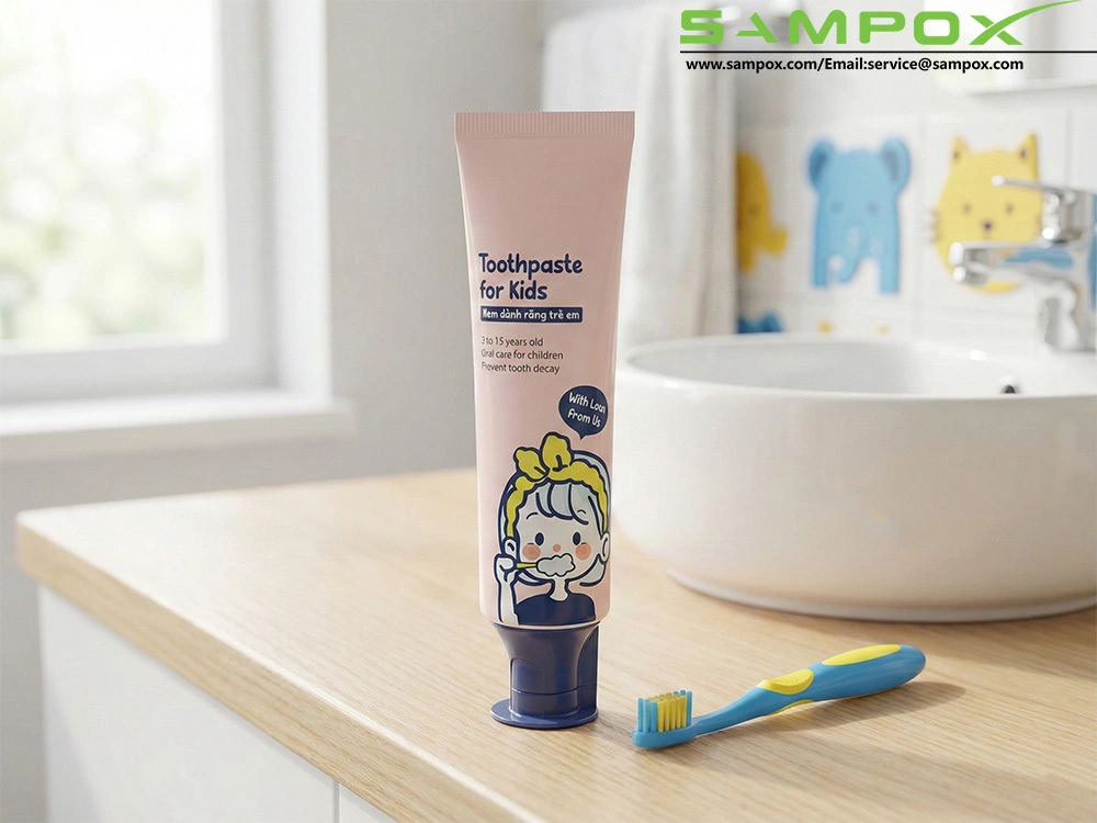 Glossy Pink ABL Tube for Children's Toothpaste with Blue Fez Cap 50g/30mm 1