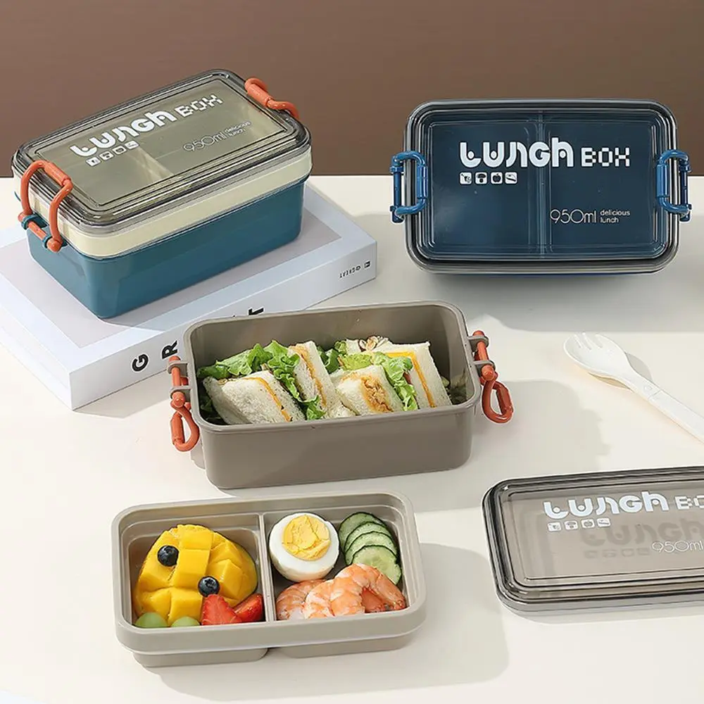 Simple Rectangle Double-Layer Lunch Box | Plastic Lunch Box Factory - HongXing 1