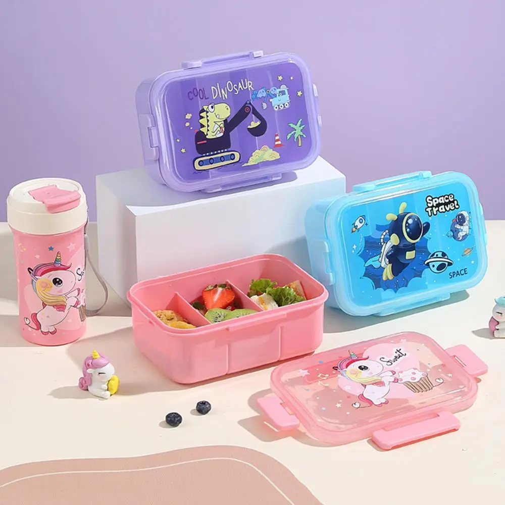 Cartoon Transparent 4-Compartment Lunch Box Set | Plastic Lunch Box Factory - HongXing 1