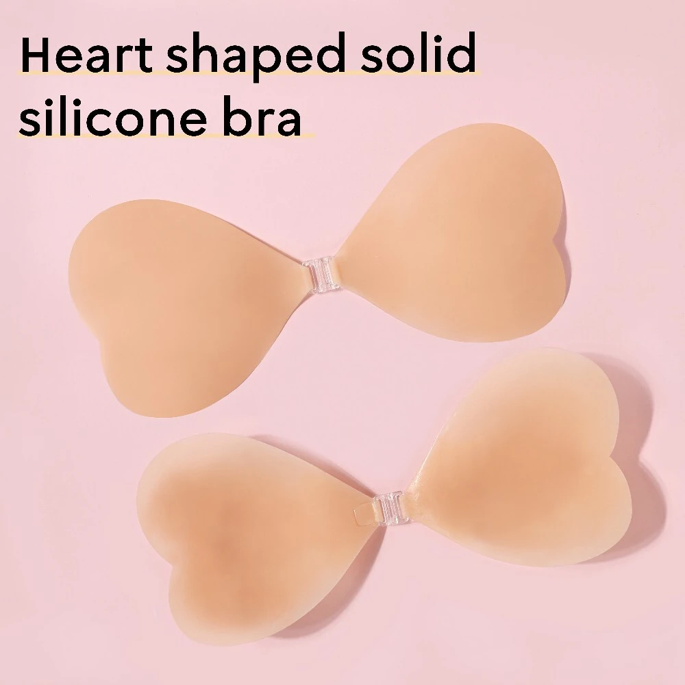 Stick On Silicone Bra Cups Heart shaped solid silicone bra 1